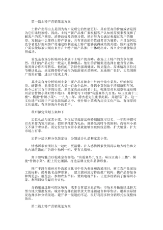 2025年土特产营销策划方案