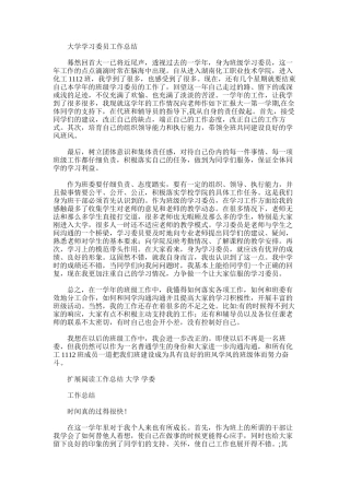 2025年大学学习委员工作总结范文word版