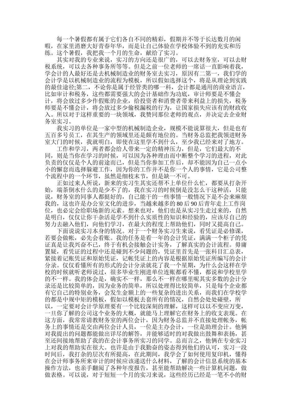 2025年大学生暑假实习总结：财务审计实习_第1页
