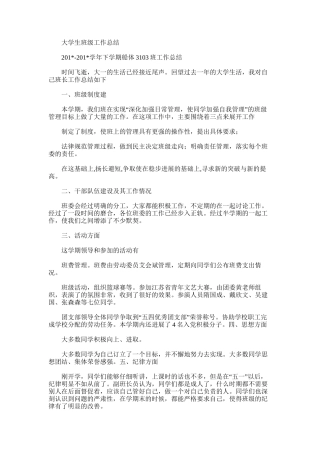 2025年大学生班级工作总结