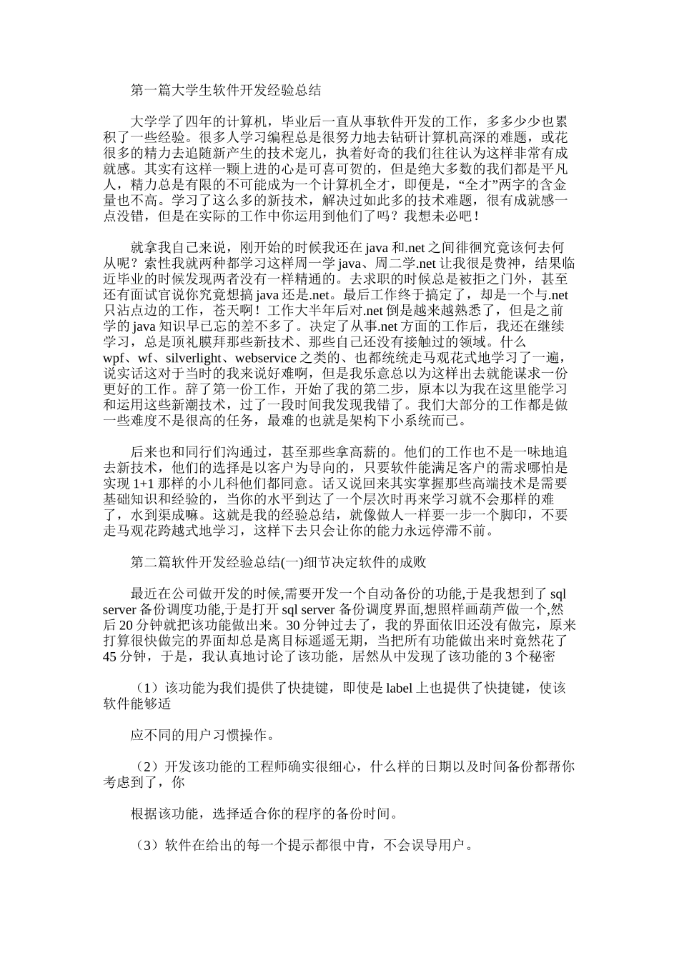 2025年大学生软件开发经验总结_第1页