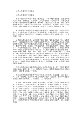 2025年大班上学期工作计划总结