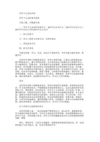 2025年学年个人总结评语