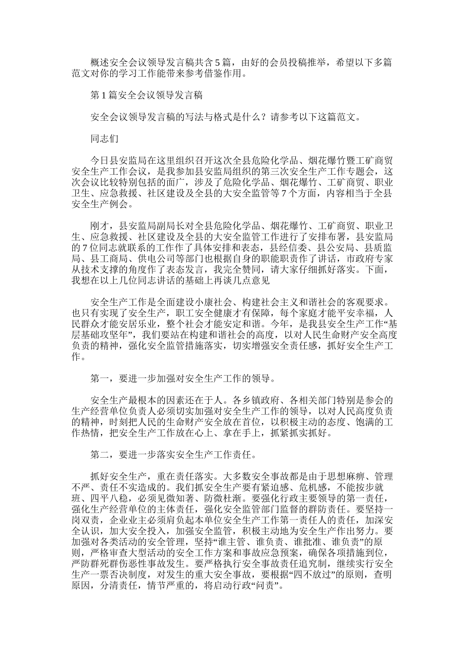 2025年安全会议领导发言稿_第1页