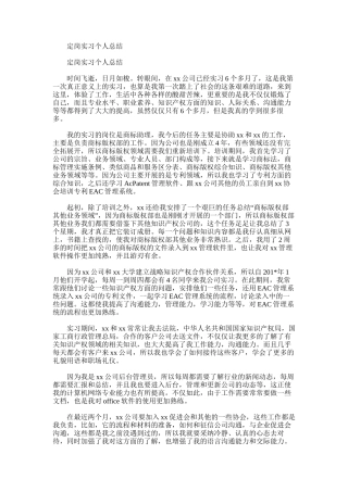 2025年定岗实习个人总结