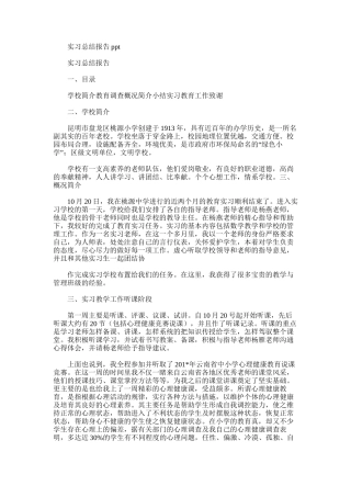 2025年实习总结报告ppt