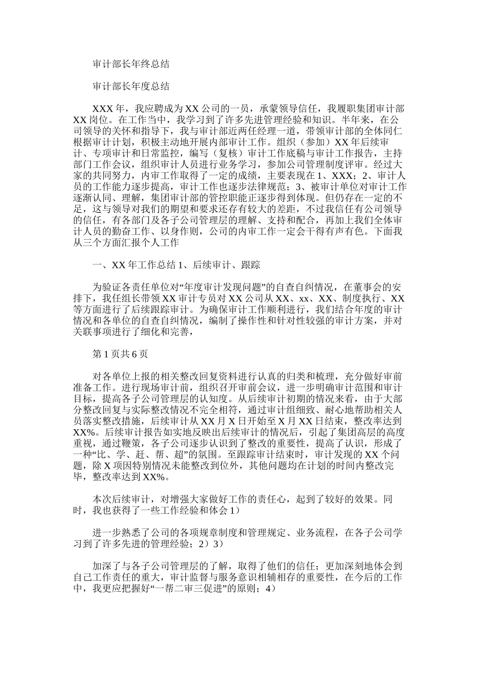 2025年审计部长年终总结_第1页