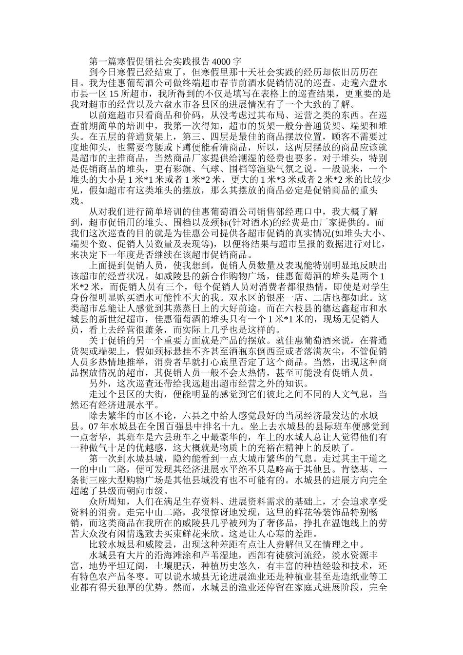 2025年寒假促销社会实践报告4000字_第1页