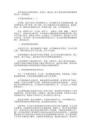 2025年小学国培研修总结