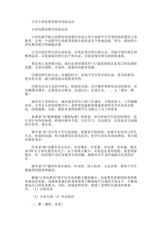 2025年小学小班化教育教学经验总结