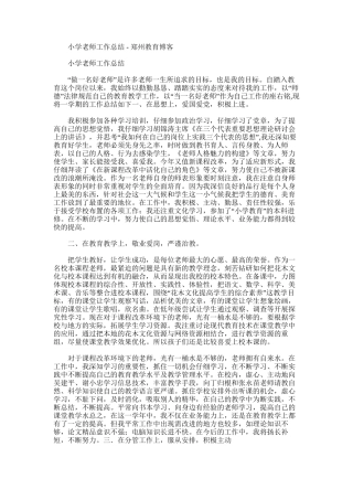 2025年小学教师工作总结-郑州教育博客