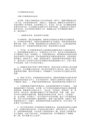 2025年小学教研组活动总结