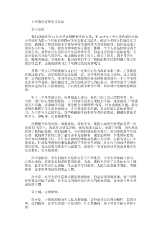 2025年小学数学老师实习总结