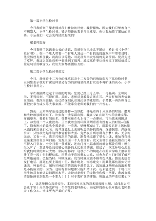 2025年小学生检讨书格式