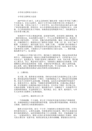 2025年小学语文教师实习总结1
