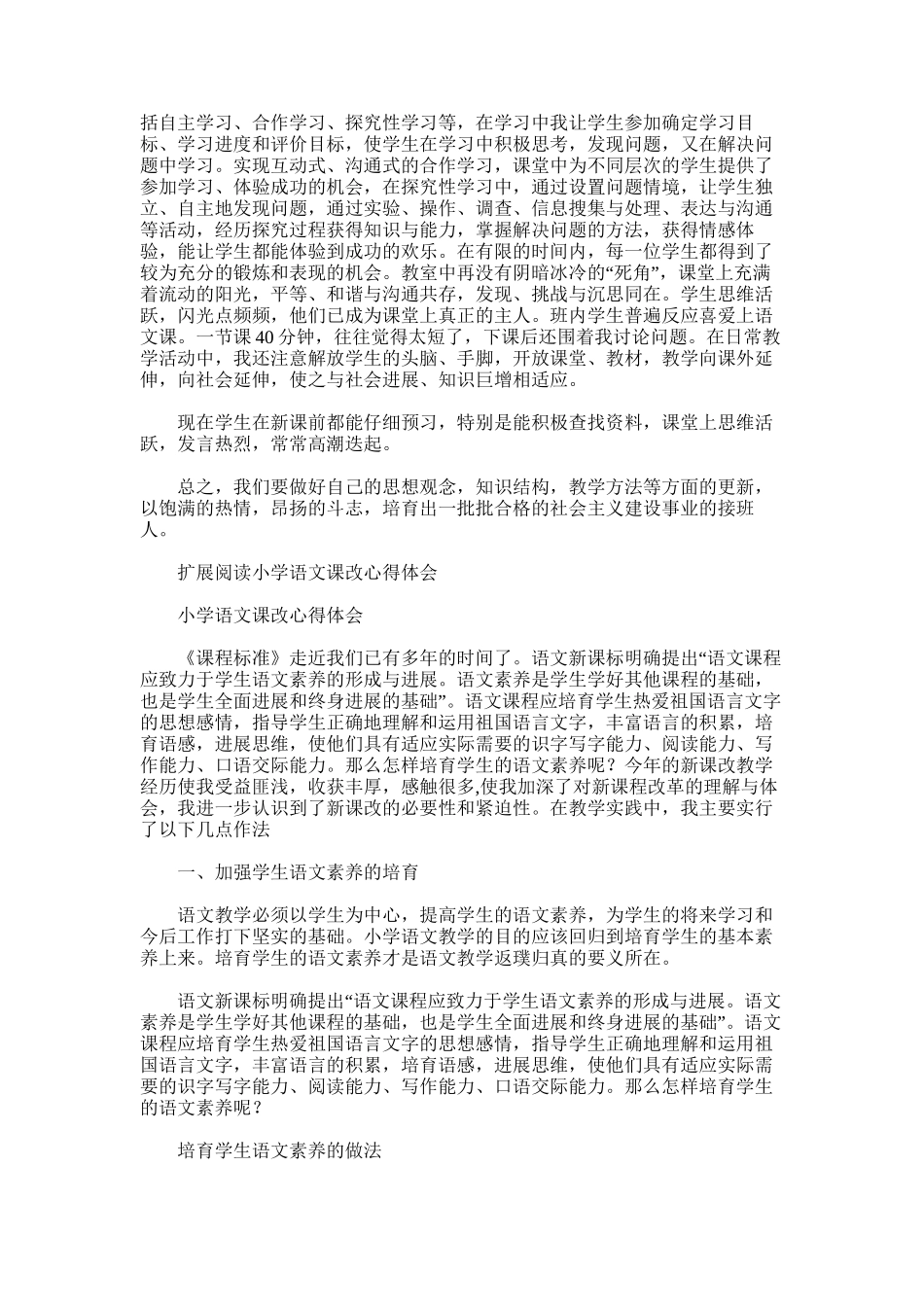 2025年小学语文课改总结范文模板_第2页