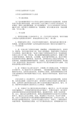 2025年小学语文远程培训个人总结