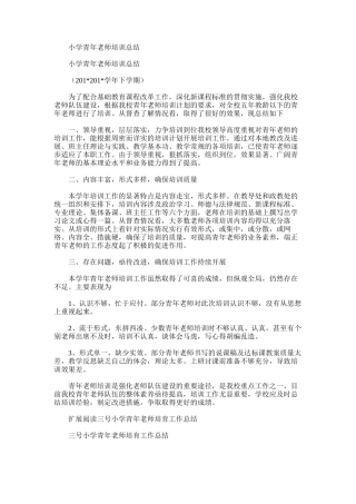 2025年小学青年教师培训总结