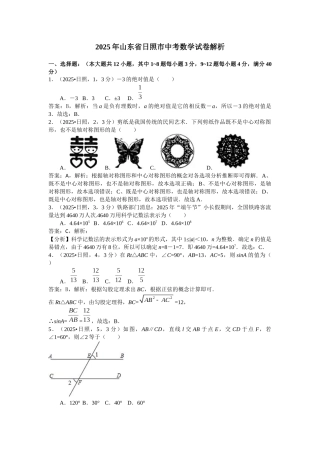 2025年山东省日照市中考数学解析