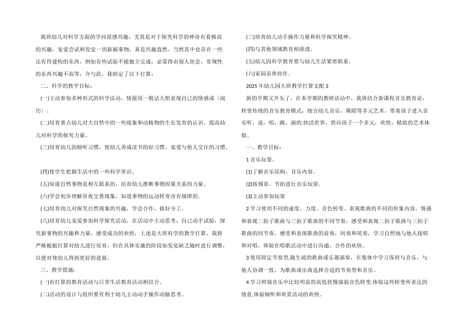 2025年幼儿园大班教学计划安排_第2页