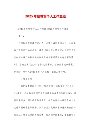 2025年度城管个人工作总结-1