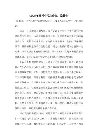 2025年惠州中考满分：爱最美