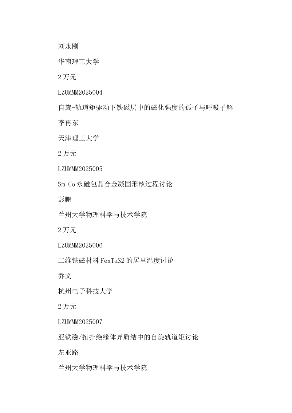 2025年磁学与磁性材料教育部重点实验室开放课题立项清单_第2页