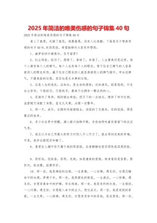 2025年简洁的唯美伤感的句子锦集40句