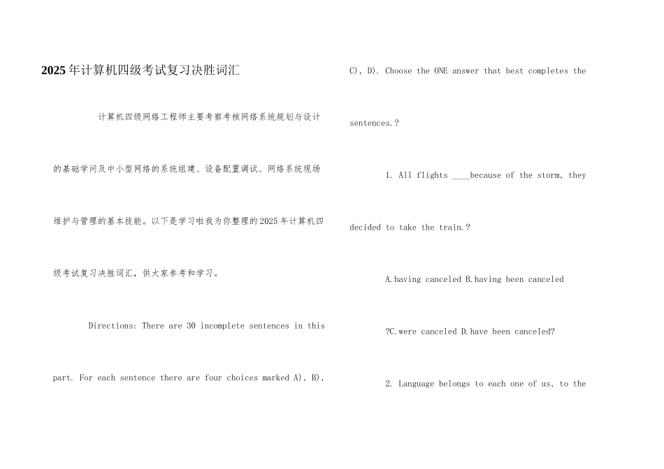 2025年计算机四级考试复习决胜词汇_第1页