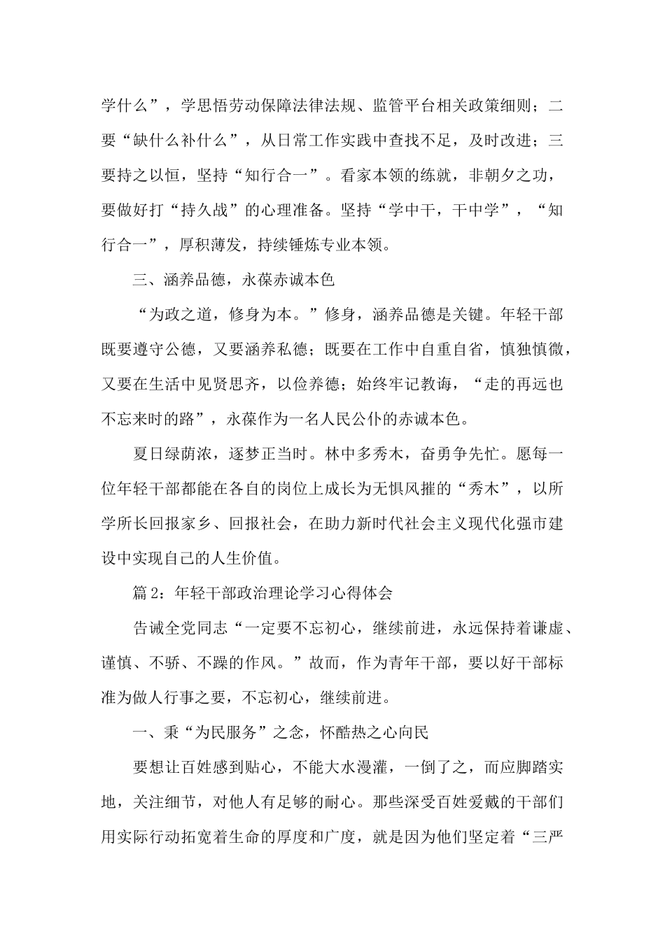 2025年轻干部政治理论学习心得体会三篇_第2页