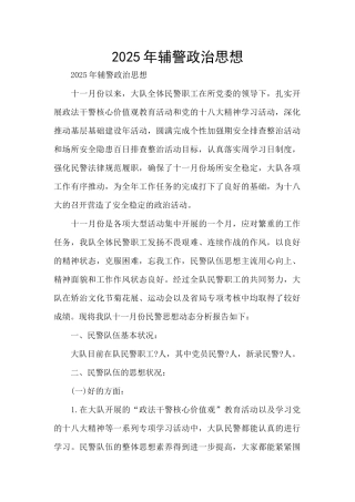 2025年辅警政治思想