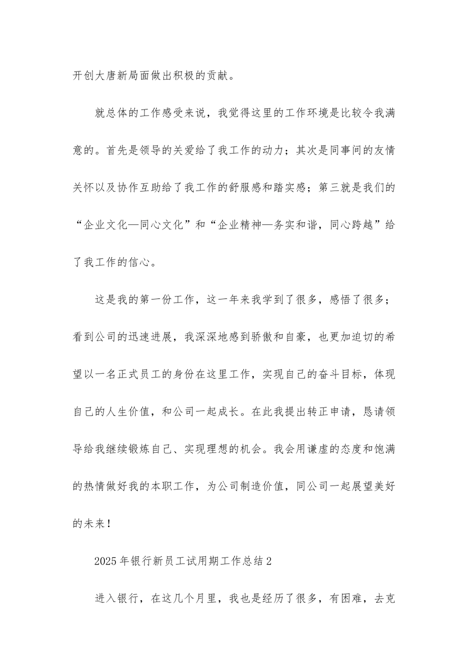 2025年银行新员工试用期工作总结_第3页