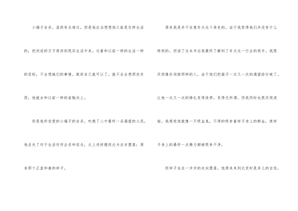 2025年高中生《骆驼祥子》读后感1000字_第3页