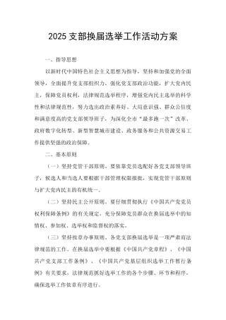 2025支部换届选举工作活动方案