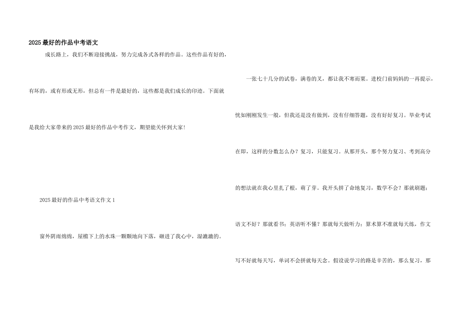 2025最好的作品中考语文_第1页