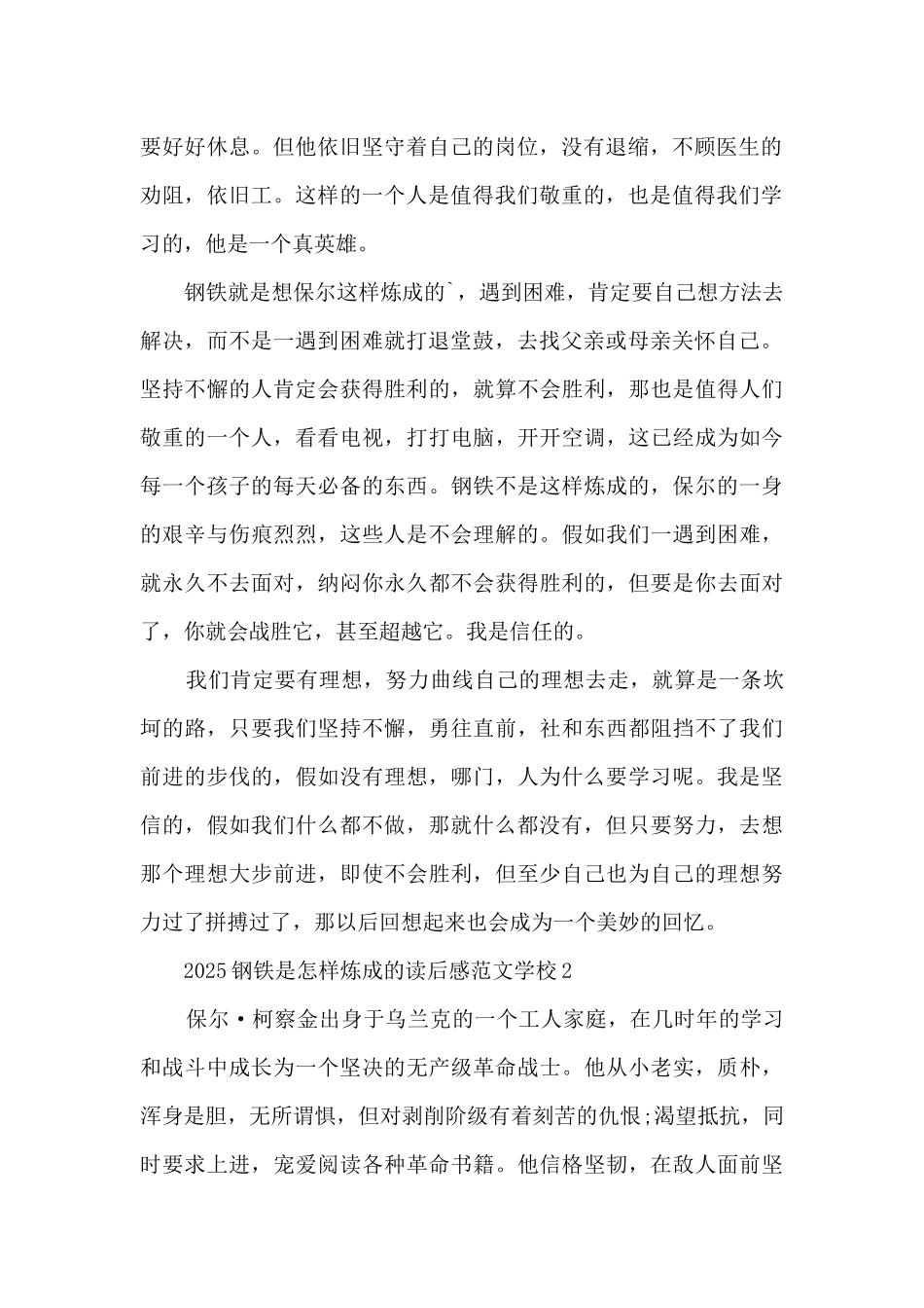 2025钢铁是怎样炼成的读后感初中5篇_第2页