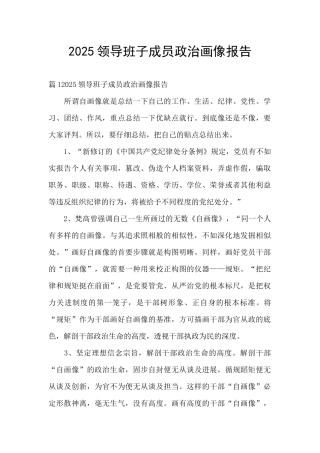 2025领导班子成员政治画像报告