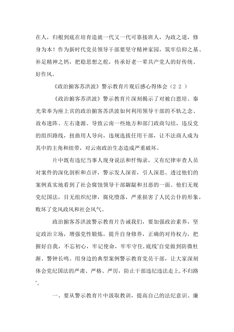 2篇《政治掮客苏洪波》警示教育片观后感心得体会_第3页