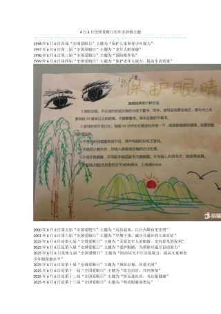6月6日全国爱眼日历年手抄报主题