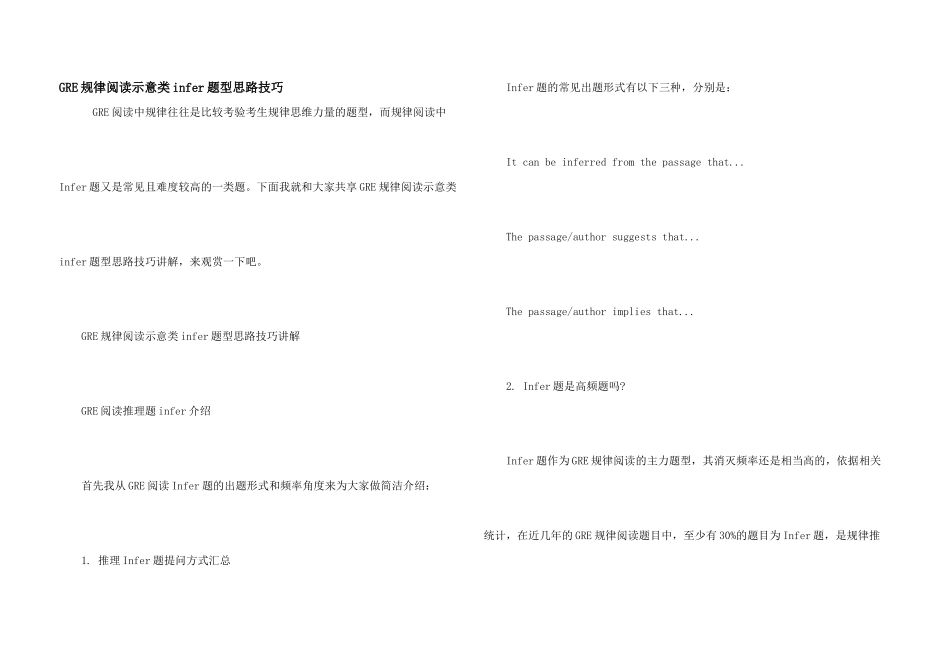 GRE逻辑阅读暗示类infer题型思路技巧_第1页