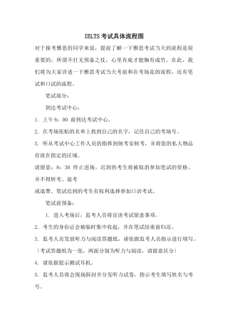 IELTS考试详细流程图
