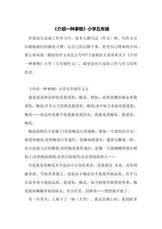 《介绍一种事物》小学五年级