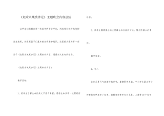 《危险水域莫涉足》主题班会内容总结