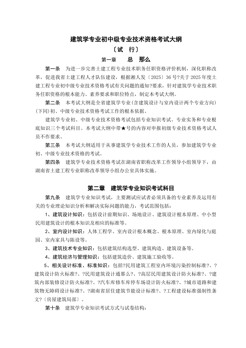 《建筑与规划专业初中级技术职务任职资格考试大纲》_第1页