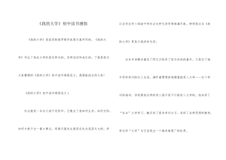 《我的大学》初中读书感悟
