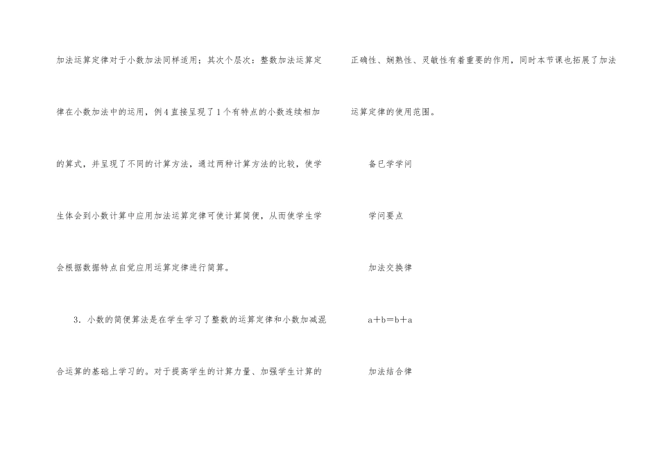《整数加法运算定律推广到小数》说课稿_第2页