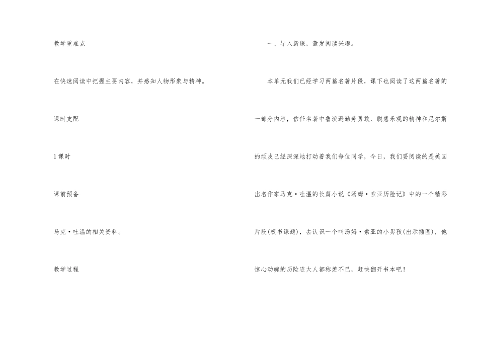 《汤姆·索亚历险记》语文教案_第2页