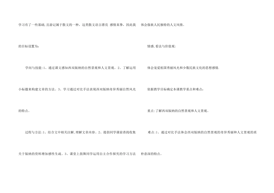 《美丽的西双版纳》说课稿_第2页