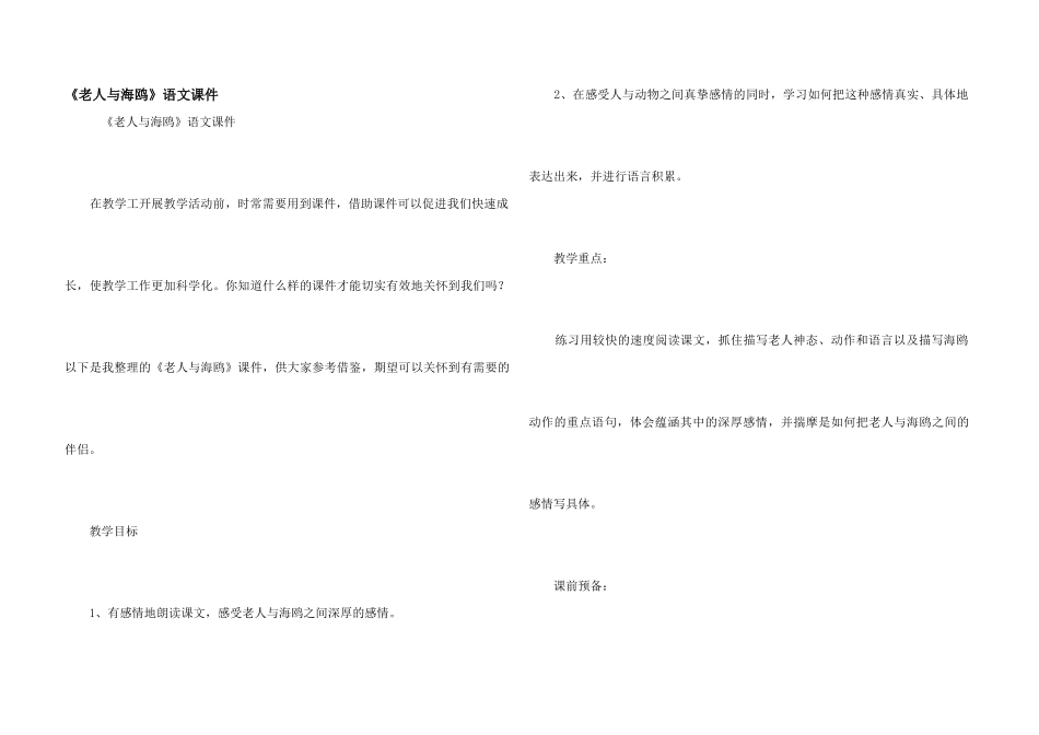 《老人与海鸥》语文课件_第1页