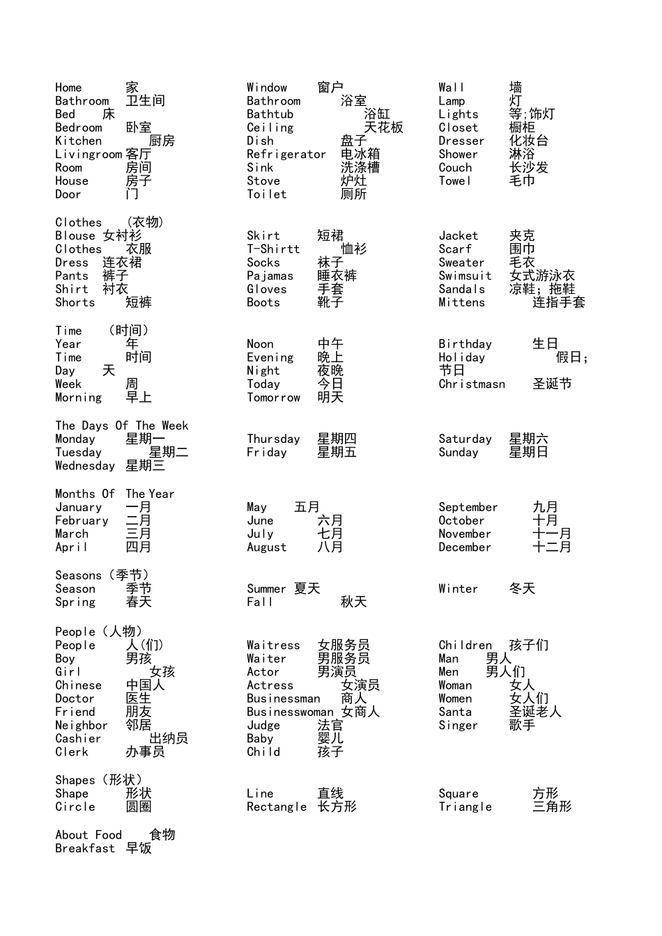 一到六年级英文单词_第2页